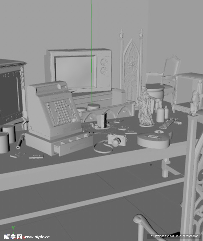 C4D模型复古回忆房间一角