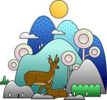 鹿插画山水包装设计卡通