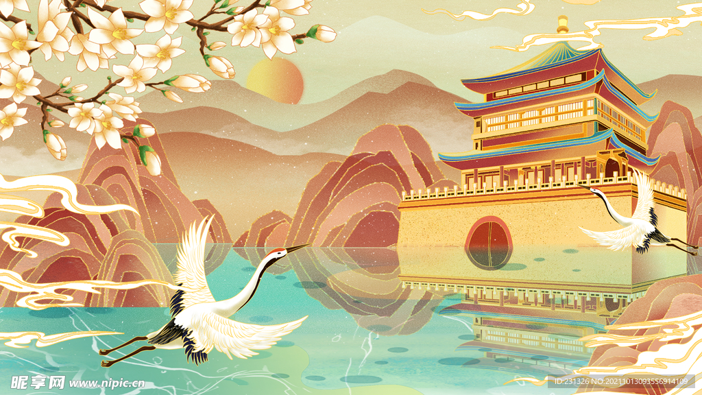 国潮风仙鹤
