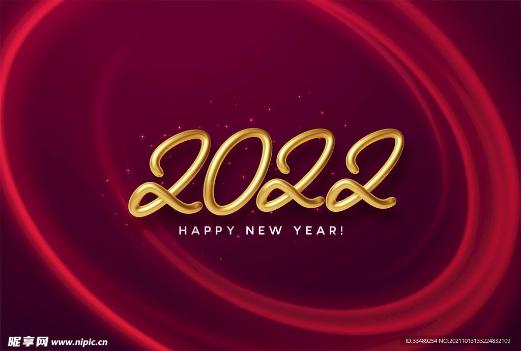 新年快乐 2022 红色背景