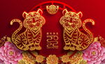 虎年剪纸风格海报    
