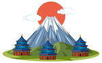 日本富士山地标矢量图