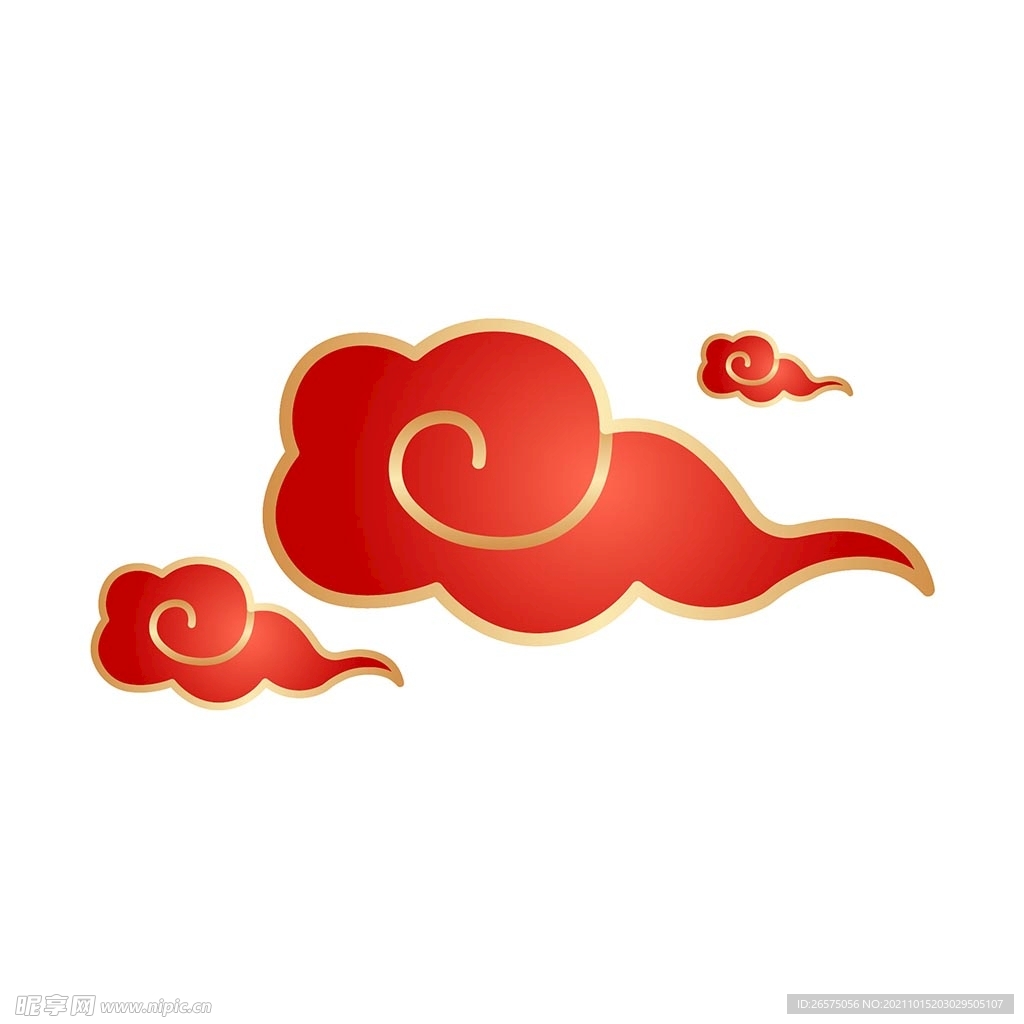国潮元素红金祥云中国风