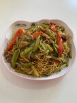 四季豆凉面炒肉