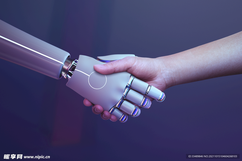 机器人握手人类背景