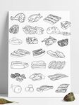 手绘素描中式餐饮西式料理装饰图