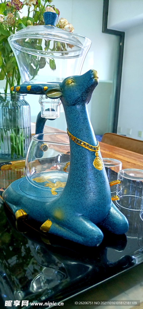 蓝色麋鹿茶具茶壶