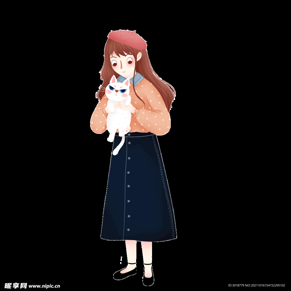 抱着小猫的女孩