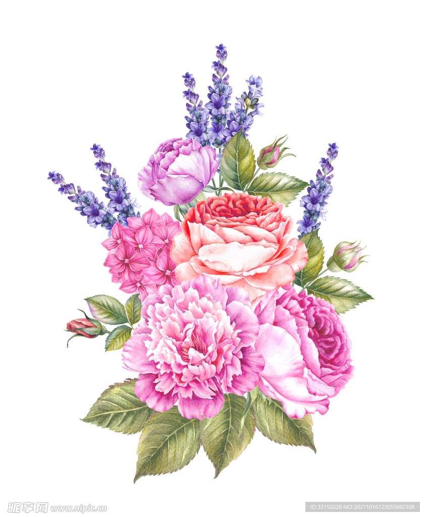 数码印花水彩花抽象花卉水彩花