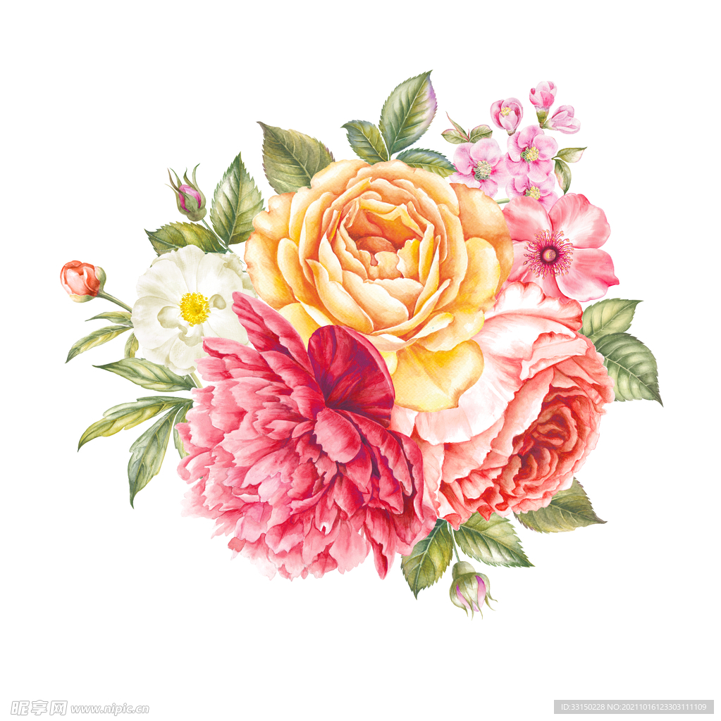 数码印花水彩花抽象花卉水彩花