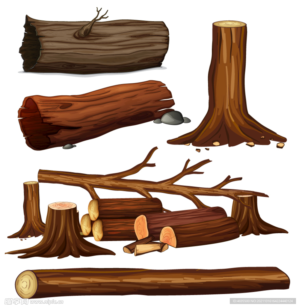 卡通树木 手绘树桩