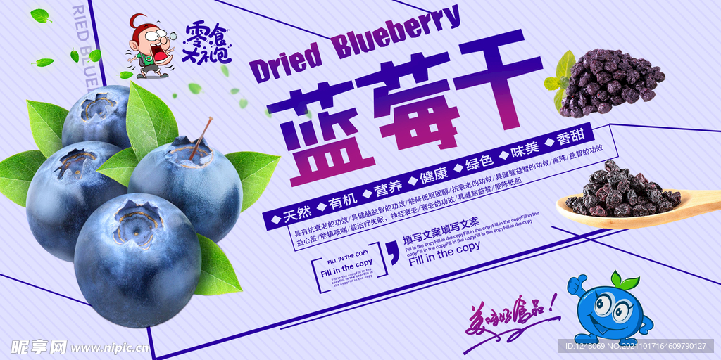 零食蓝莓干促销海报