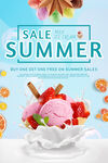 牛奶冰淇淋夏季促销海报