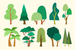 手绘类型的树木集合矢量