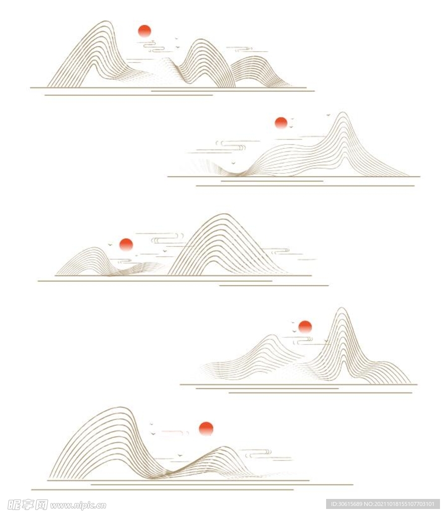 中国风线条山纹