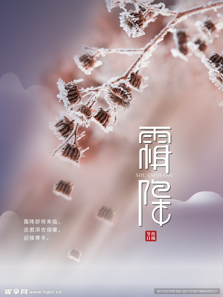 创意霜降节气摄影图海报