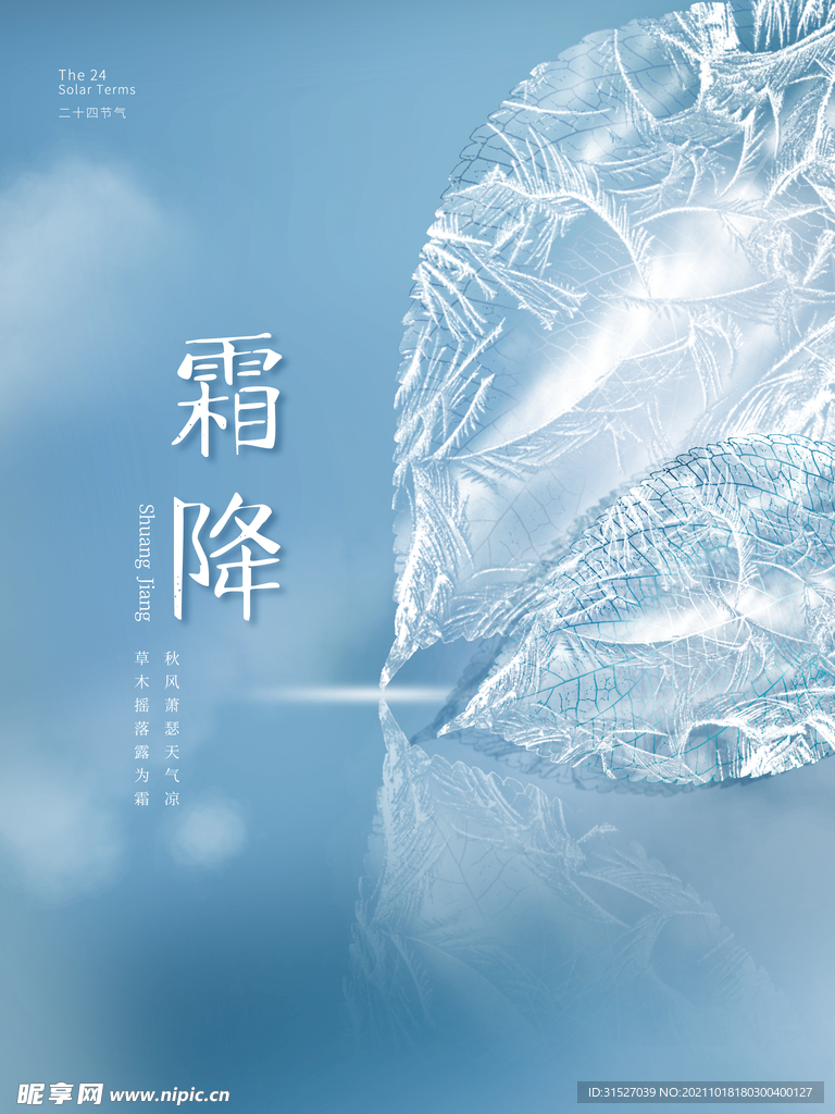 唯美简约创意霜降海报  
