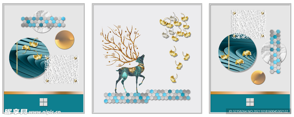 抽象麋鹿几何图形装饰画