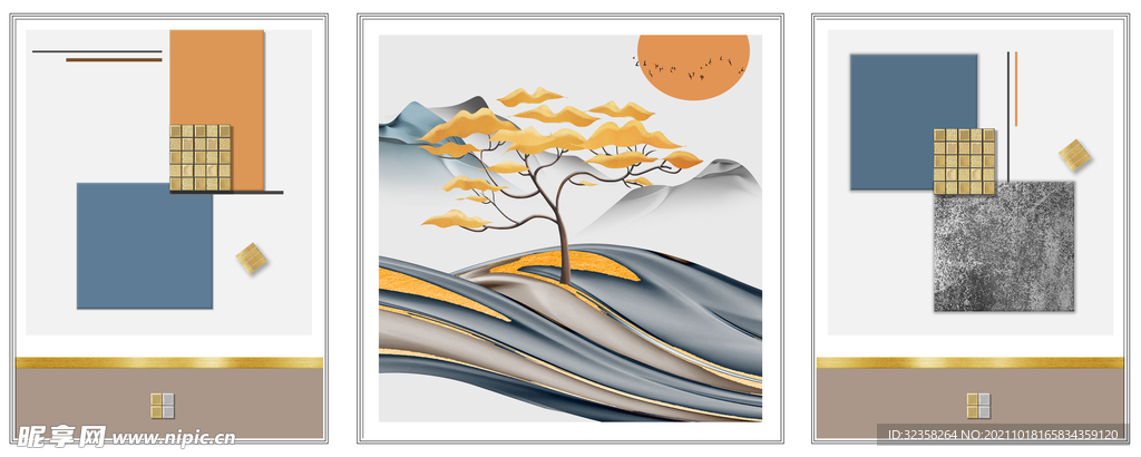 抽象发财树几何装饰画