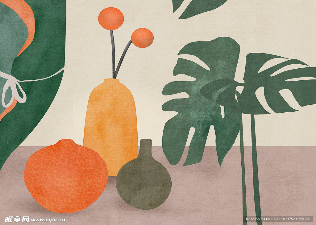 植物手绘插画装饰画