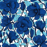 蓝色花卉图案