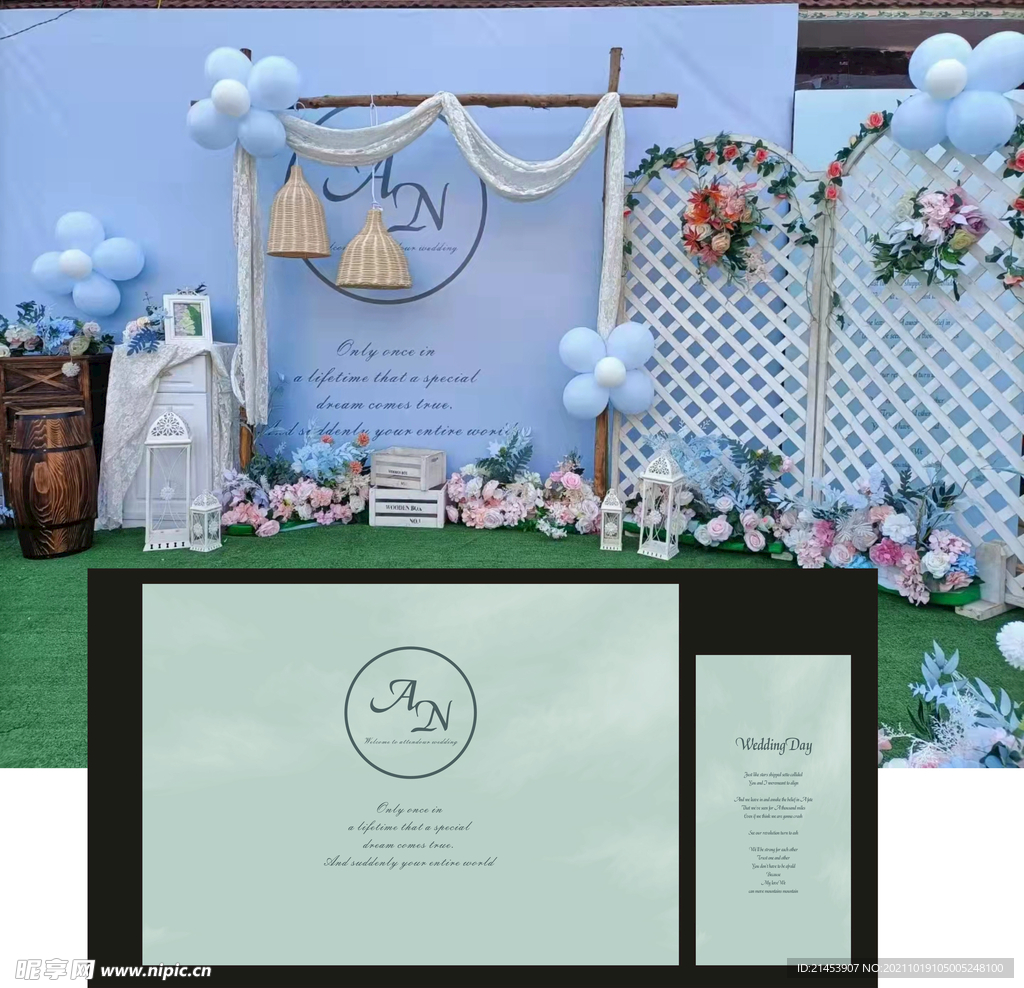 室内设计蓝色户外鲜花婚礼cdr效果图图片素材-编号28394400-图行天下