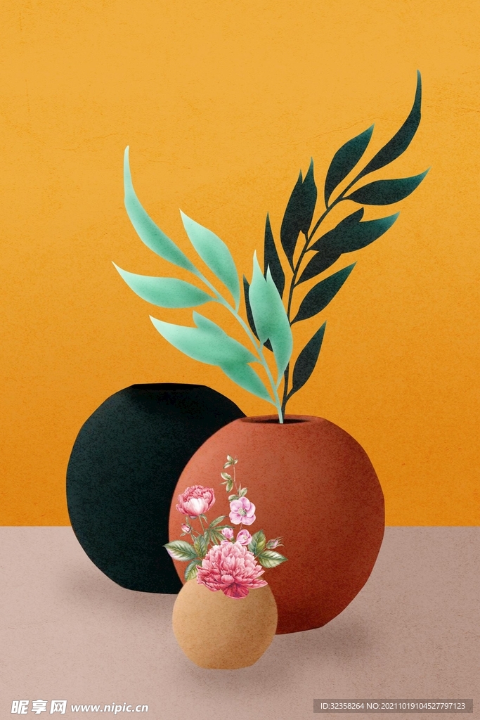 植物手绘插画装饰画