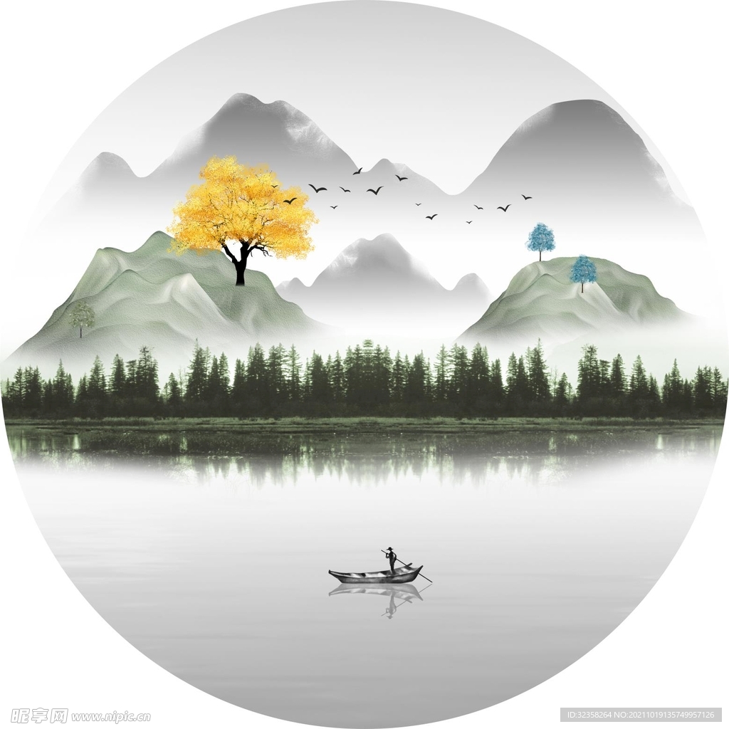 意境禅意山水水墨画装饰画