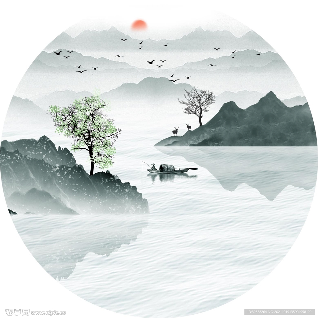 意境禅意山水水墨画装饰画