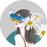 花卉少女手绘插画装饰画