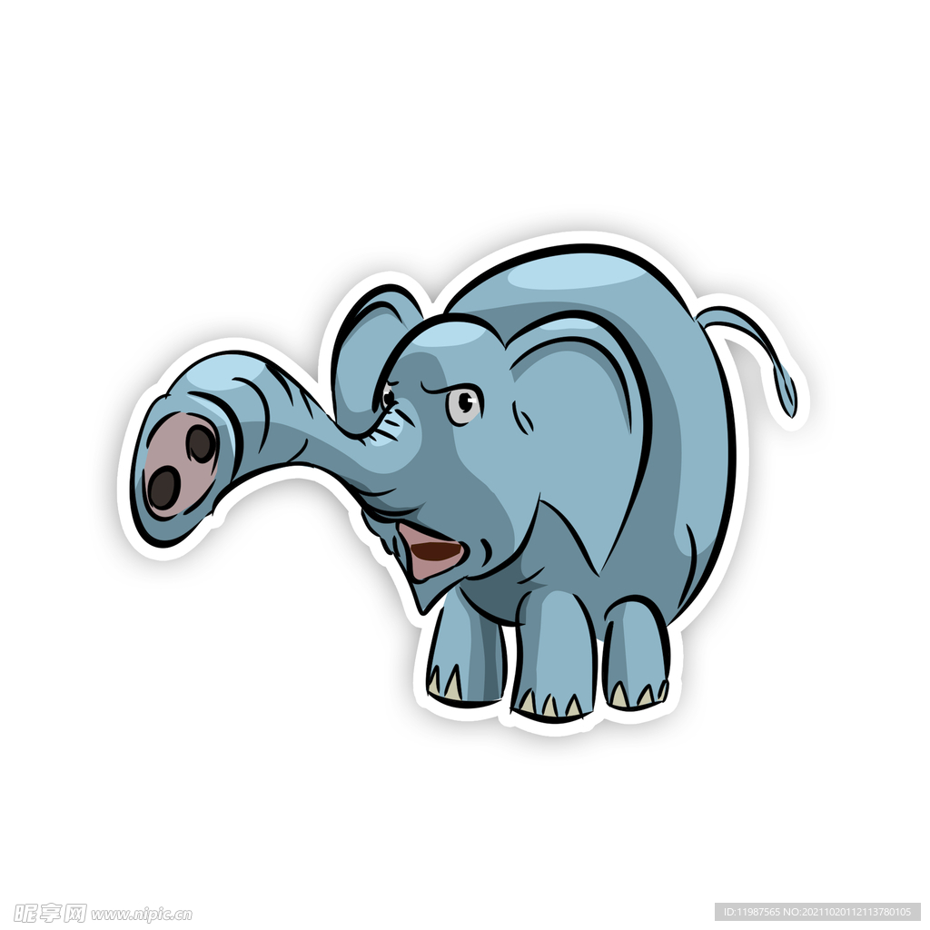 卡通大象动物生物动物园玩具.