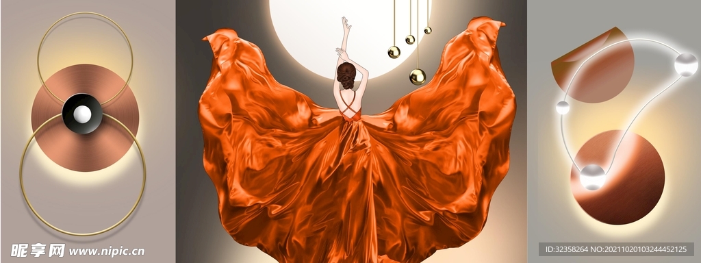 抽象美女几何图形装饰画