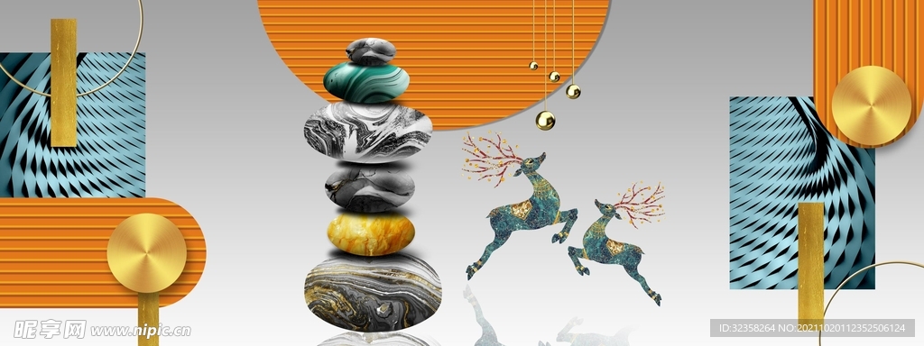 抽象麋鹿几何图形装饰画