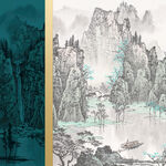 中式山水线条国画装饰画