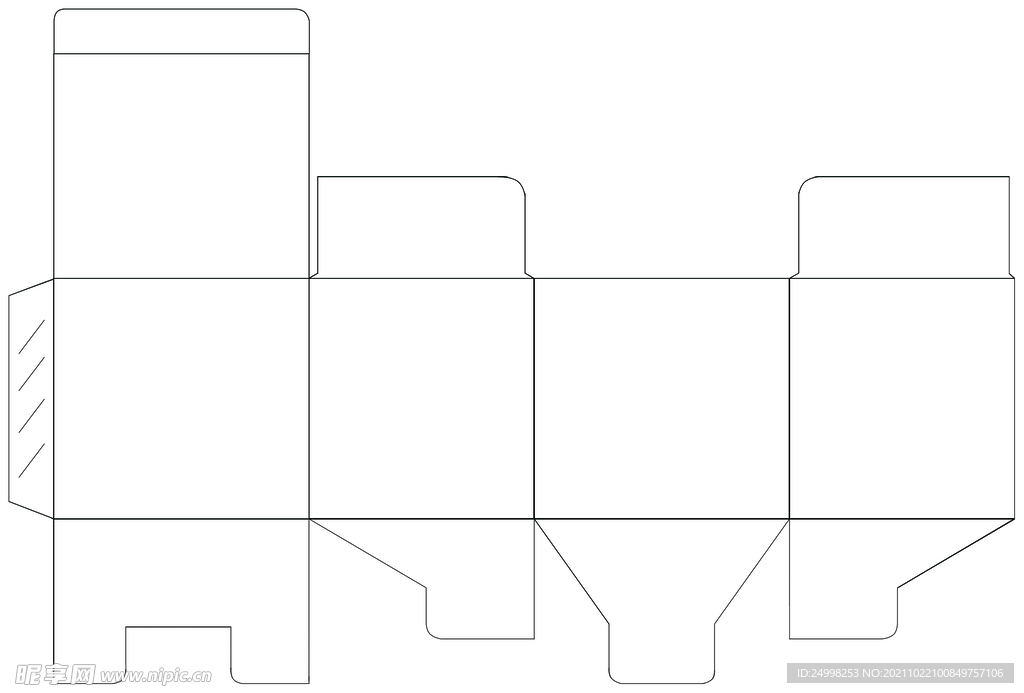扣底盒盒子刀版展开图