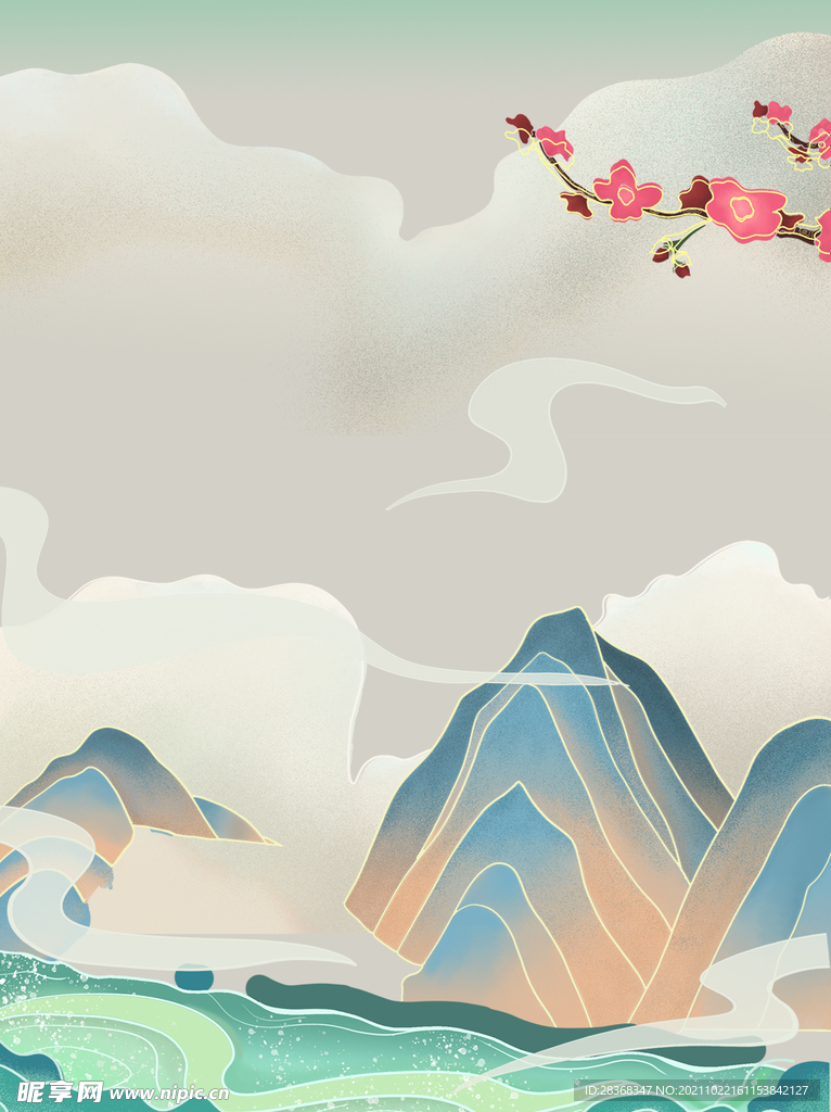 国潮清新背景