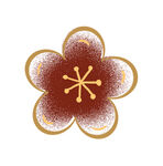 梅花金色手绘红色花朵
