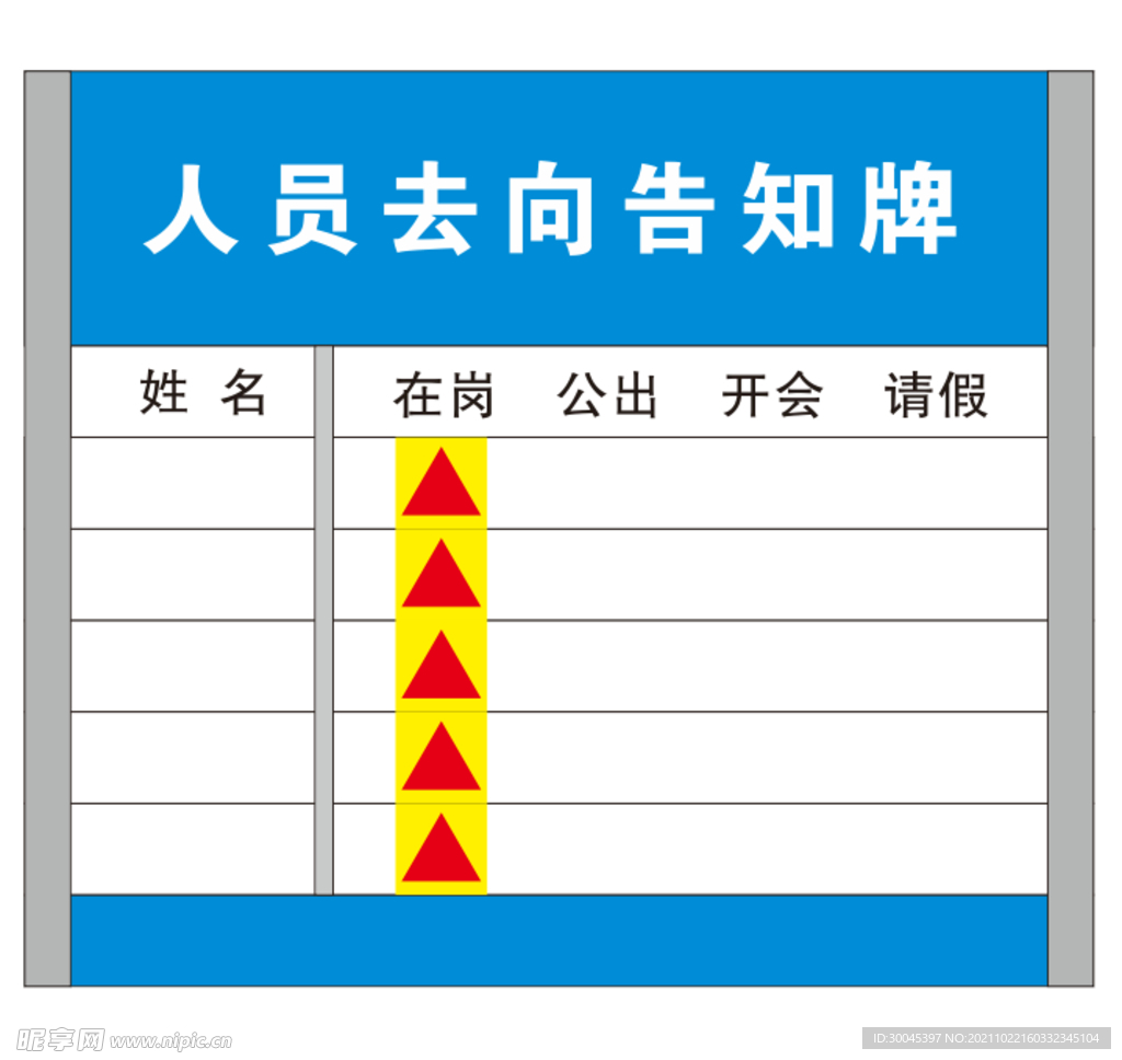 人员去向告知牌