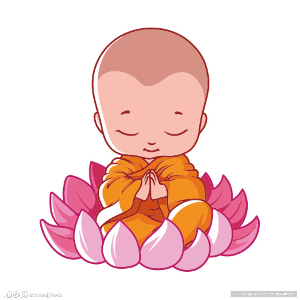 矢量卡通人物 卡通和尚 