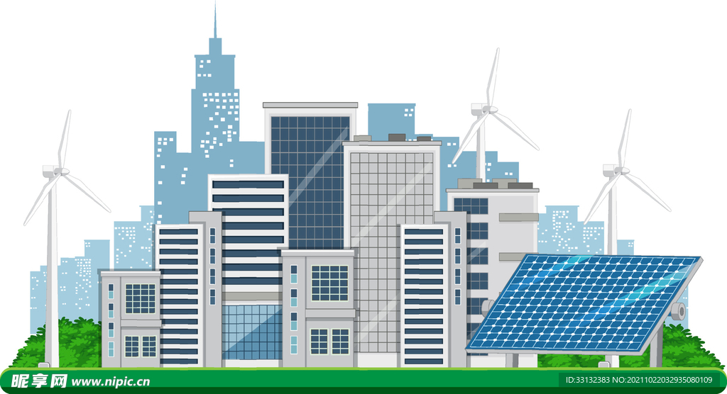 矢量绿色城市 新能源