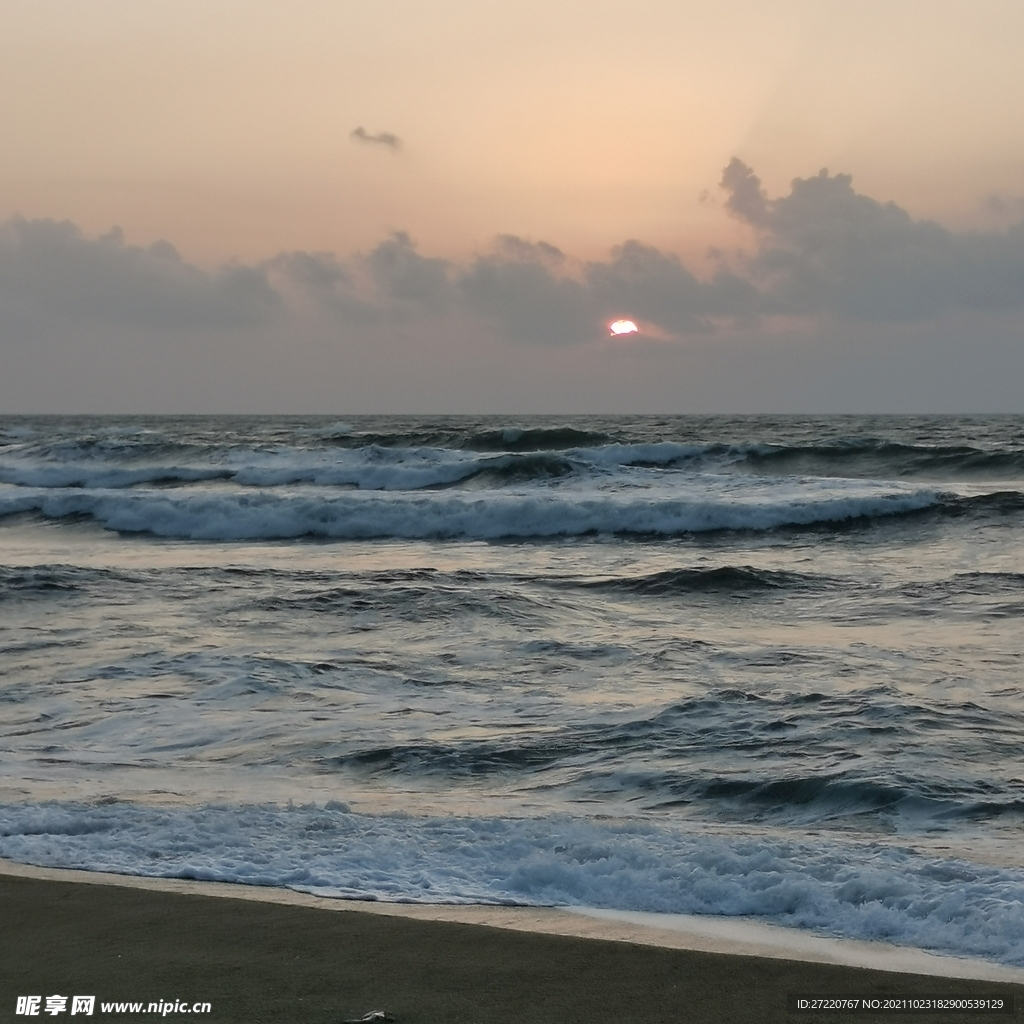 大海 海浪 日出 双月湾