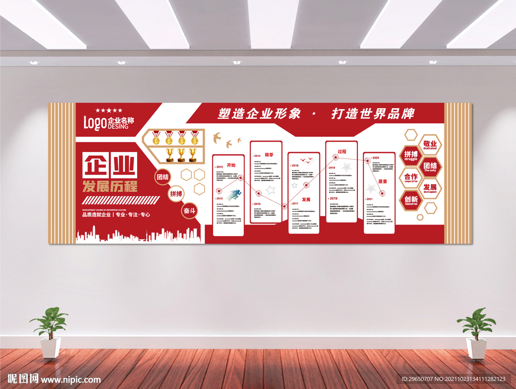 红色企业历程文化墙
