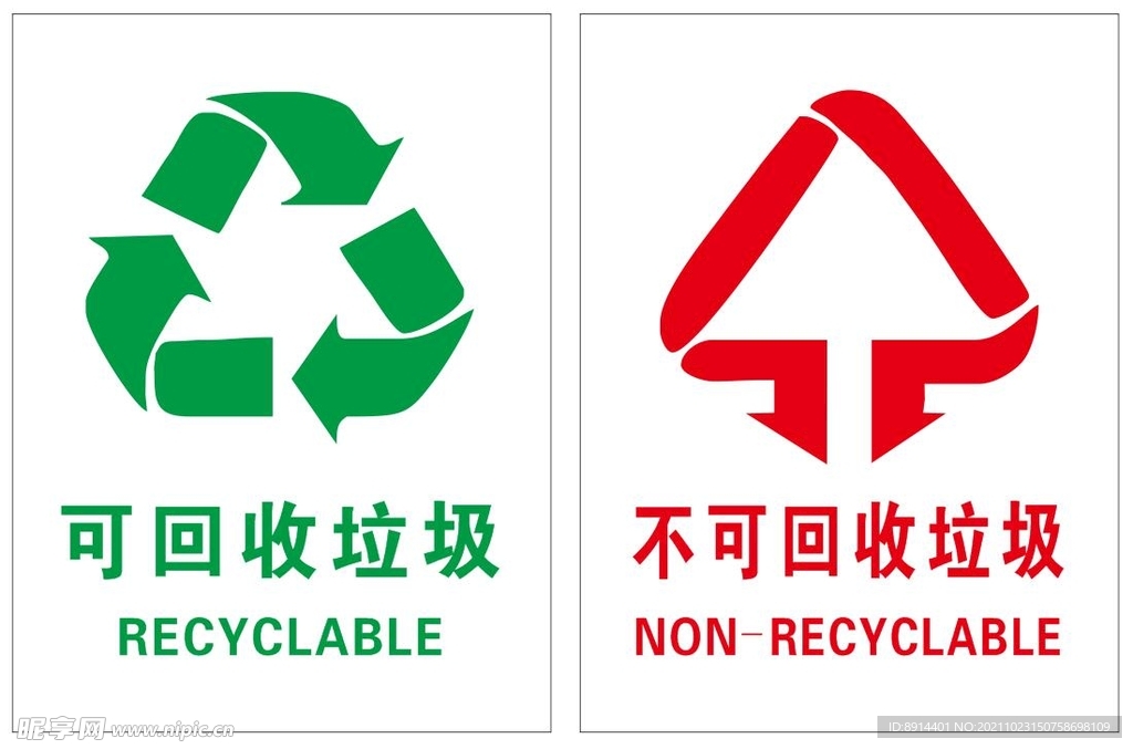 可回收垃圾及不可回收垃圾标志