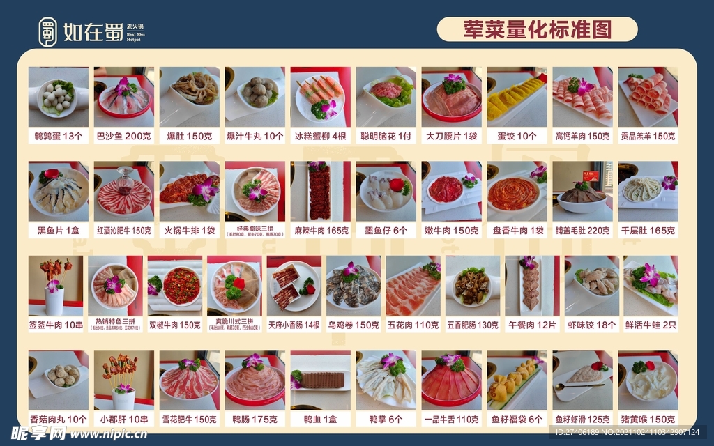 荤菜量化标准图