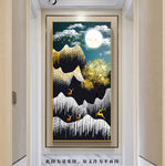 新中式山水玄关画