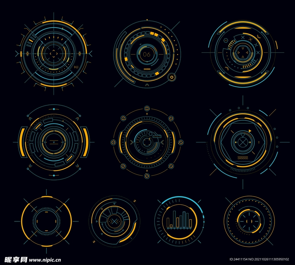 科技未来仪表盘HUD界面UI