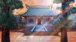 中国风古典国潮古建筑插画模板