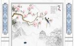 中式山水石纹背景墙