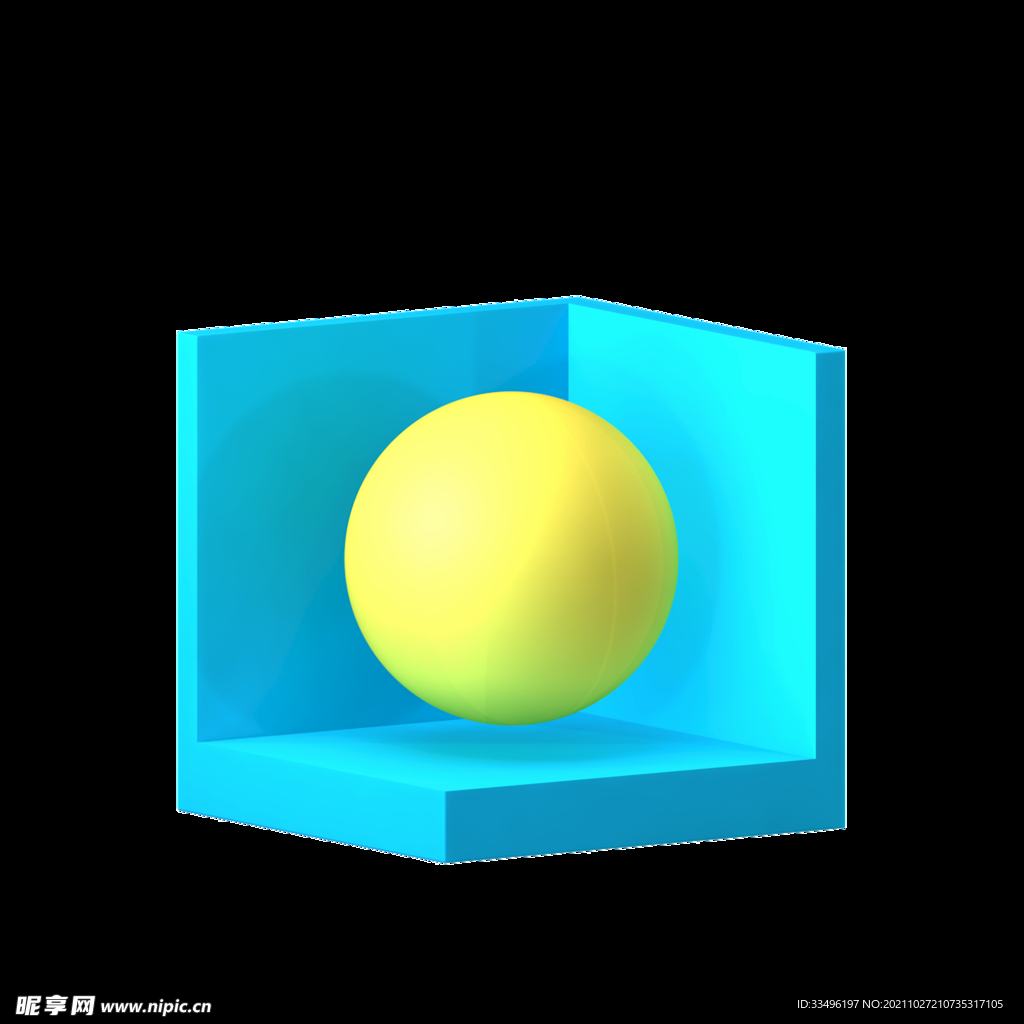 透明立方体球体立体图标