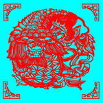 狮子滚绣球剪纸